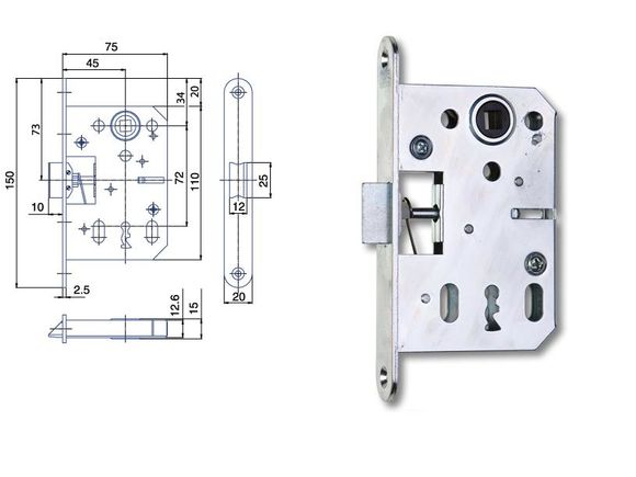 Zadlabací zámek K051 OK/72 P/L střelka