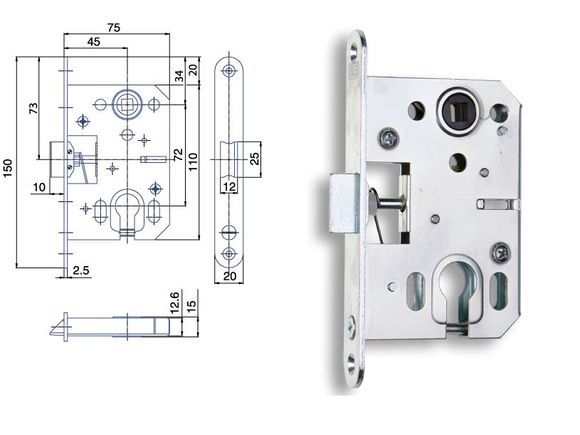 Zadlabací zámek K052 FAB/72 P/L střelka