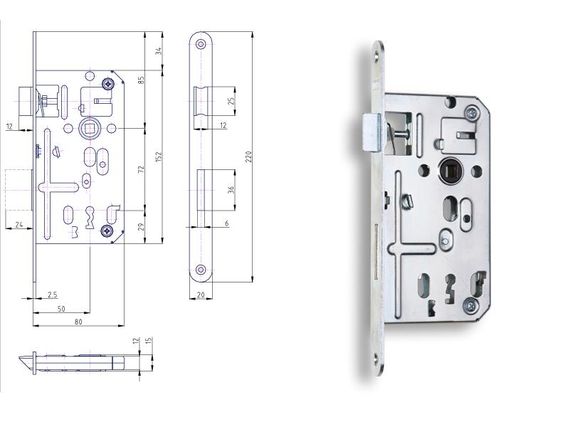 Zadlabací zámek K134 OK/72 P/L