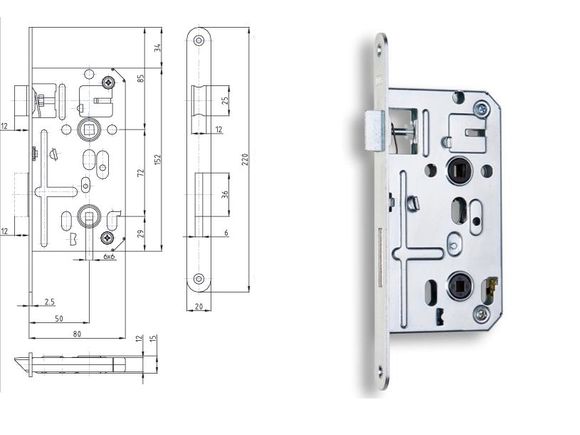 Zadlabací zámek K135 WC/72 P/L