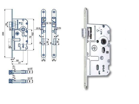 Zadlabací zámek K220 OK/72 P