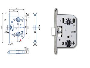 Zadlabací zámek K053 WC/72 P/L střelka